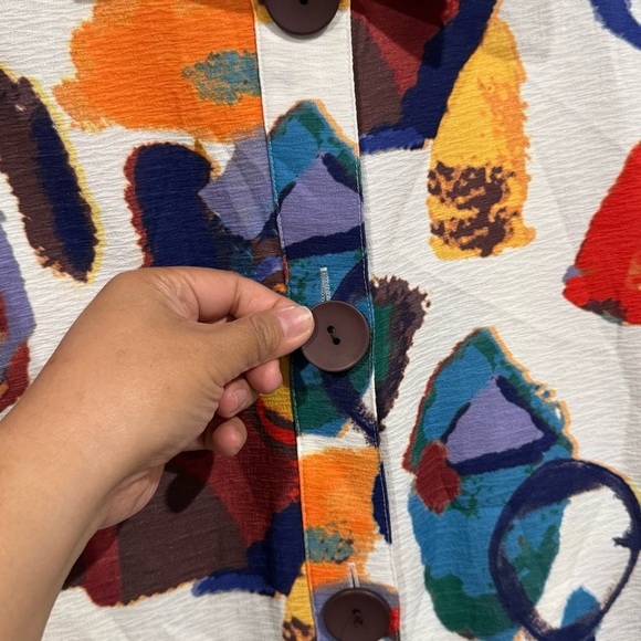 Ali Miles 1X Art To Wear Multi Colored Stand Up Collar Jacket Button Artisan - Picture 5 of 6